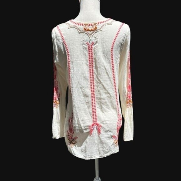🌻Johnny Was BIYA Embroidered Bohemian Lightweight Peasant Blouse Size Small. - Picture 9 of 12